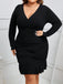 Black 1930s Solid V-Neck Ruffle Hem Dress — a 1930s silhouette that turns sidewalks into runways