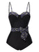 She's wearing Black 1930s Spaghetti Strap Polka Dots Bow Swimsuit and the whole beach remembers the 1930s
