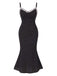 Black 1930s Spaghetti Strap Polka Dots Mermaid Dress: where 1930s romance meets her modern spirit