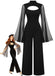 Black 1930s Sparkly Cutout Jumpsuit with Cape - vintage jumpsuit, retro fashion, classic black