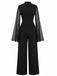 Black 1930s Sparkly Cutout Jumpsuit with Cape - vintage jumpsuit, retro fashion, classic black