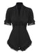 Black 1930s V-Neck Lace Victorian Blouse, vintage top, retro blouse - perfect for women who love vintage and retro fashion