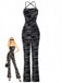 Black 1930s Zebra Print Halter Backless Jumpsuit - vintage jumpsuit, retro fashion, classic black