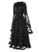 Black 1940s Bat Mesh Raw Hem Witch Cape Dress, vintage dress, retro fashion - perfect for women who love vintage and retro fashion