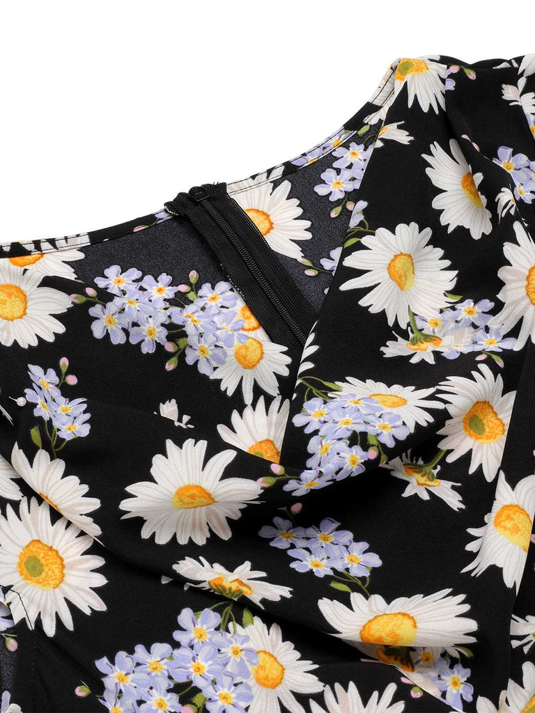Black 1940s Cap Sleeve Daisy Dress: timeless style reimagined