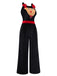 Black 1940s Christmas Elk Plush Velvet Jumpsuit, vintage romper, retro jumpsuit - perfect for women who love vintage and retro fashion
