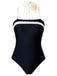 This Black 1940s Contrast 3D Rose Belted Swimsuit carries 1940s vacation dreams in every stitch