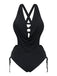 Black 1940s Crisscross Cutout Lace-Up Tankini Set: beautiful vintage fashion, retro style, classic elegance with timeless appeal