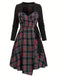 Black 1940s Cutout Plaid Patchwork Dress - vintage dress, retro fashion, classic black