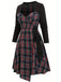 Black 1940s Cutout Plaid Patchwork Dress - vintage dress, retro fashion, classic black