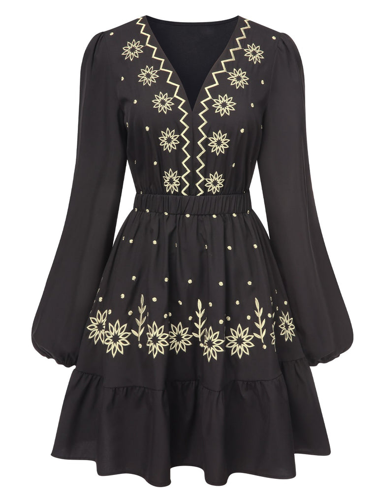 1940s Deep Embroide Floral Dress | 1940s | vintage dress, retro fashion
