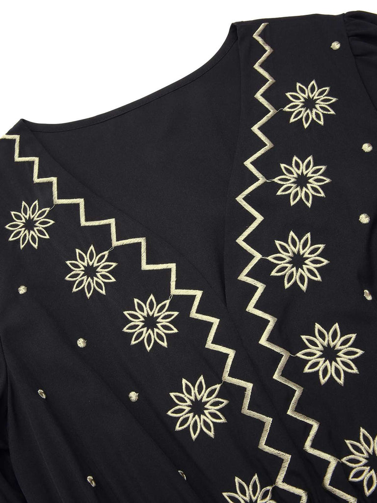 1940s Deep Embroide Floral Dress | 1940s | vintage dress, retro fashion