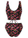 Black 1940s Ditsy Floral Lace-Up Tankini Set, vintage fashion, retro style - perfect for women who love vintage and retro fashion