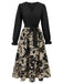 She slips into this Black 1940s Floral Silhouette Long Sleeved Dress and suddenly it's a 1940s daydream