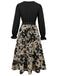 This Black 1940s Floral Silhouette Long Sleeved Dress wraps her in 1940s elegance, one twirl at a time