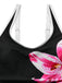 Black 1940s Floral Tankini One-Piece Swimsuit - vintage swimsuit, pin-up style, classic black