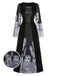 Black 1940s Halloween Ghost Lace-Up Dress with Shawl, vintage dress, retro fashion, lace detail - perfect for women who love vintage and retro fashion
