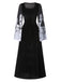 Black 1940s Halloween Ghost Lace-Up Dress with Shawl, vintage dress, retro fashion, lace detail - perfect for women who love vintage and retro fashion