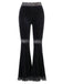 She walks in these Black 1940s Lace Pathwork Velvet Bootcut Pants and the world follows