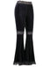 Black 1940s Lace Pathwork Velvet Bootcut Pants: 1940s power dressing, reimagined