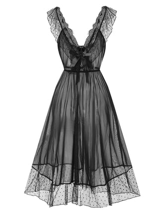 1940s Lace Trim Dots Sheer | 1940s | vintage dress, retro fashion