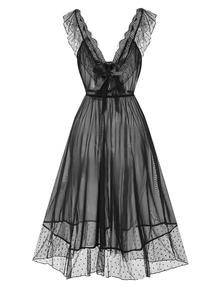 1940s Lace Trim Dots Sheer | 1940s | vintage dress, retro fashion