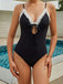 Black 1940s Lace Trim Tie Front One-Piece Swimsuit, vintage swimsuit, pin-up swimwear - perfect for women who love vintage and retro fashion