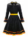Black 1940s Lapel Bow Patchwork Dress - vintage dress, retro fashion, classic black