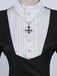 Black 1940s Nun-Style Cross Necklace Dress - vintage dress, retro fashion, classic black