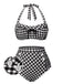 Black 1940s Plaid Halter Swimsuit, vintage swimsuit, pin-up swimwear - perfect for women who love vintage and retro fashion
