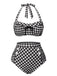 Black 1940s Plaid Halter Swimsuit, vintage swimsuit, pin-up swimwear - perfect for women who love vintage and retro fashion