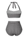 Black 1940s Plaid Halter Swimsuit, vintage swimsuit, pin-up swimwear - perfect for women who love vintage and retro fashion