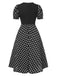 Black 1940s Polka Dot Scoop Neck Patchwork Dress, vintage dress, retro fashion - perfect for women who love vintage and retro fashion