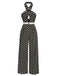 Black 1940s Polka Dots Cross Halter Jumpsuit, vintage romper, retro jumpsuit - perfect for women who love vintage and retro fashion
