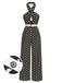 Black 1940s Polka Dots Cross Halter Jumpsuit, vintage romper, retro jumpsuit - perfect for women who love vintage and retro fashion