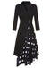 Black 1940s Polka Dots Patchwork Tie Waist Dress, vintage dress, retro fashion - perfect for women who love vintage and retro fashion