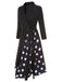 Black 1940s Polka Dots Patchwork Tie Waist Dress, vintage dress, retro fashion - perfect for women who love vintage and retro fashion