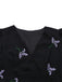 Black 1940s Purple Floral Embroidered V-Neck Dress - vintage dress, retro fashion, classic black