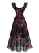 Pink 1940s Floral Square Neck Ruffle Dress 3