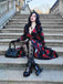 She slips into this Black 1940s Rose Lantern Sleeved Lace-Up Dress and suddenly it's a 1940s daydream