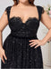 Black 1940s Sequined Lace Sweetheart Neck Dress - vintage dress, retro fashion, classic black