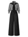 Black 1940s Shirt Collar Stripe Jumpsuit With Cape, vintage romper, retro jumpsuit - perfect for women who love vintage and retro fashion