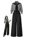 Black 1940s Shirt Collar Stripe Jumpsuit With Cape, vintage romper, retro jumpsuit - perfect for women who love vintage and retro fashion