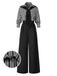 Black 1940s Shirt Collar Stripe Jumpsuit With Cape, vintage romper, retro jumpsuit - perfect for women who love vintage and retro fashion