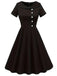 She slips into this Black 1940s Solid Buttoned Lapel Dress and suddenly it's a 1940s daydream