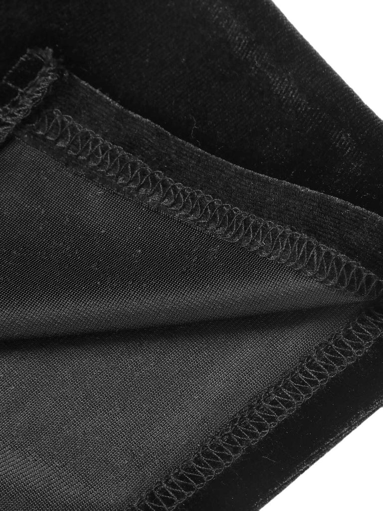 [Plus Size] Black 1940s Solid Square Neck Velvet Dress, vintage dress, retro fashion - perfect for women who love vintage and retro fashion