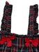 Black 1940s Tartan Plaid Ruffled Bow Overall Pants - vintage fashion, retro style, classic black