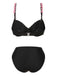 Black 1950s 3D Floral Spaghetti Straps Bikini Set, vintage swimsuit, pin-up swimwear - perfect for women who love vintage and retro fashion