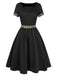 Black 1950s Boat Neck Leopard Patchwork Dress: where 1950s romance meets her modern spirit