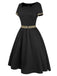 This Black 1950s Boat Neck Leopard Patchwork Dress wraps her in 1950s elegance, one twirl at a time